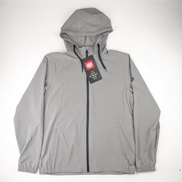 686 Men's Medium UNIX Full Zip Shell Jacket - Light Gray - Picture 1 of 10